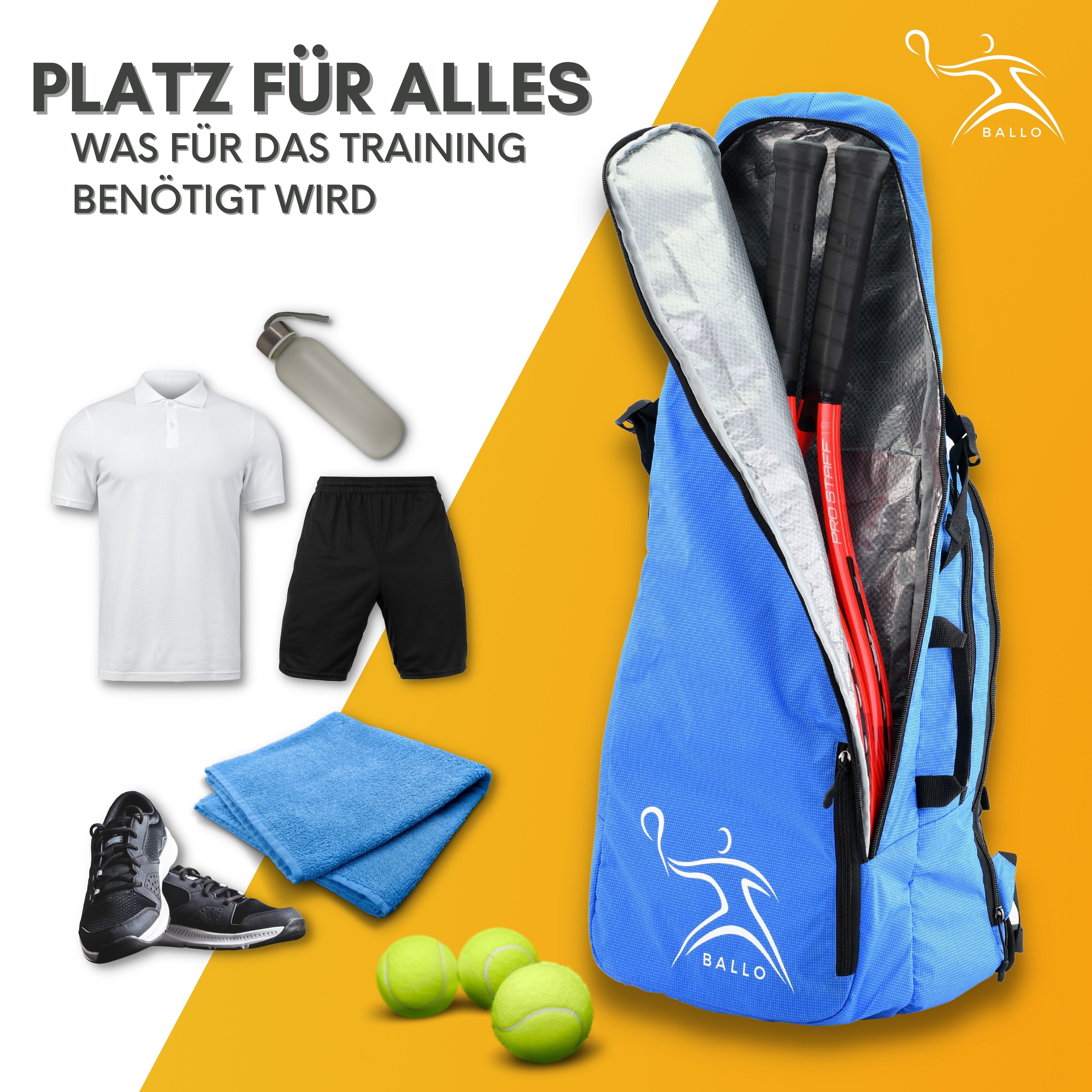 BALLO® Tennisrucksack Tennistasche Schlägertasche Rucksack Tasche Tennis Badmintion, separates Schlägerfach