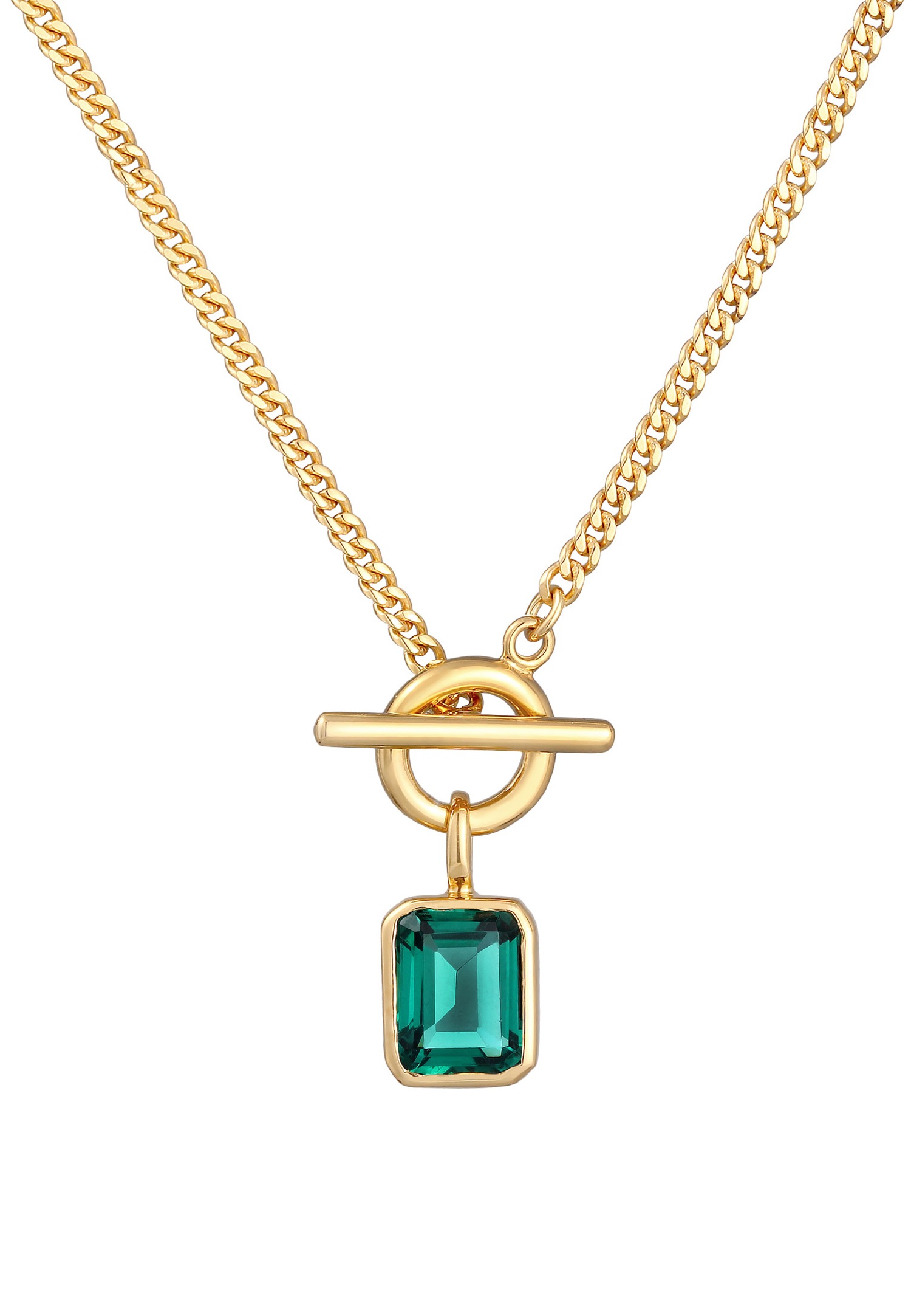 Ciondolo classico da donna Elli a forma di T quadrata con pietra di quarzo in argento sterling 925 placcato oro