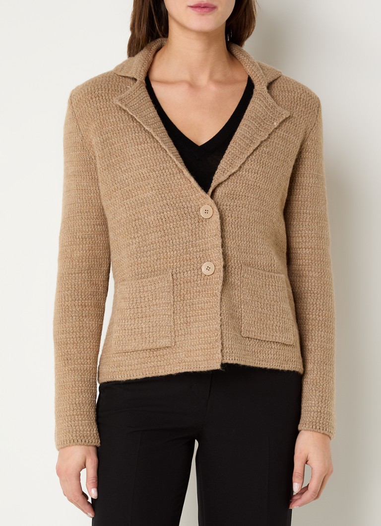 Sisley Chunky knit cardigan in wool blend with patch pockets