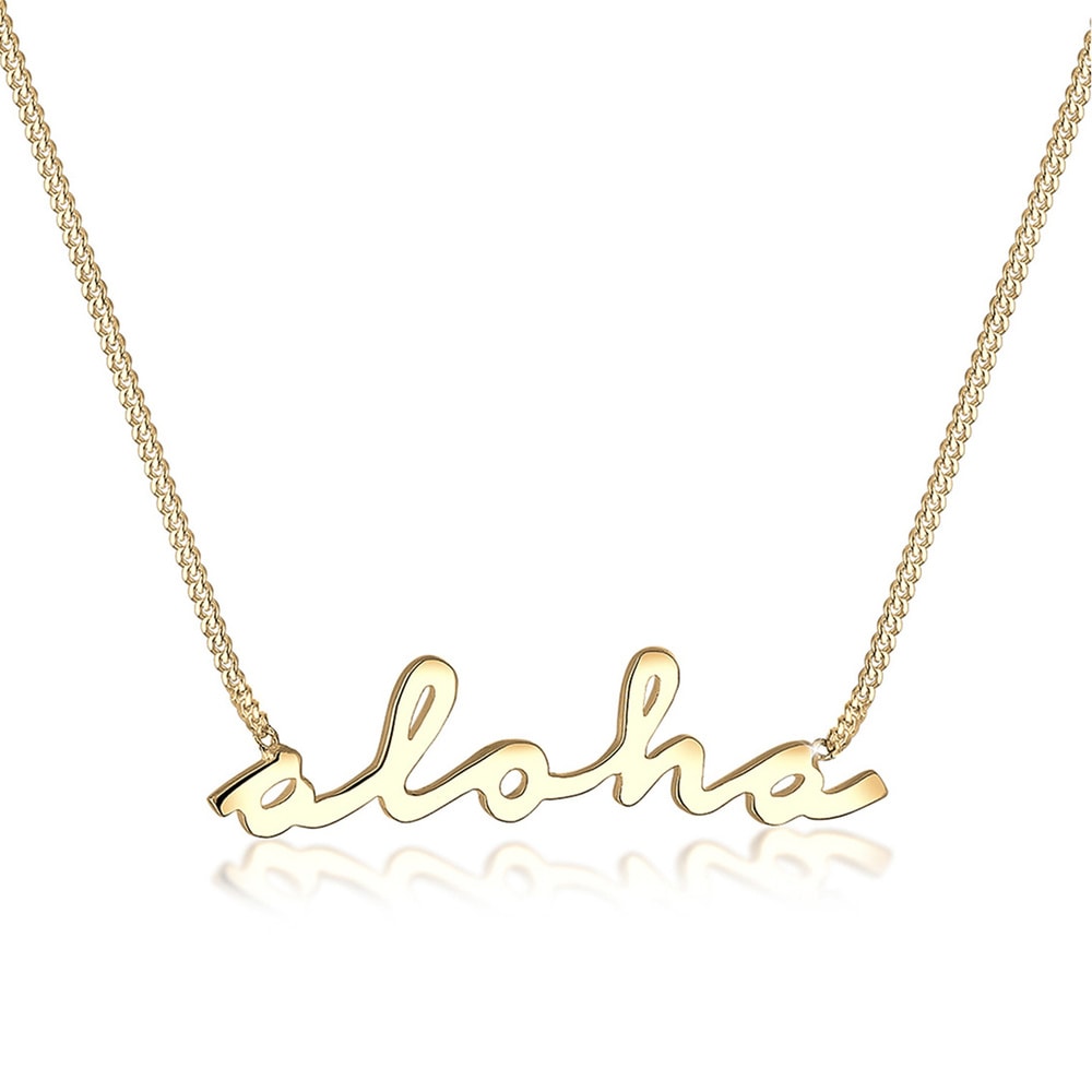 Elli Elli Collier Inscription Aloha Collier Femme - Plaqué Or Argent (925/1000) Bijoux