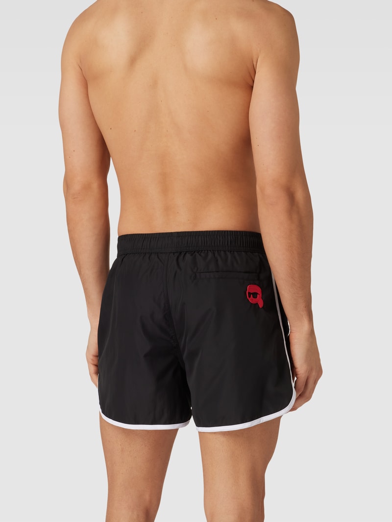 Badehose mit Logo-Print Modell 'IKONIK' in schwarz