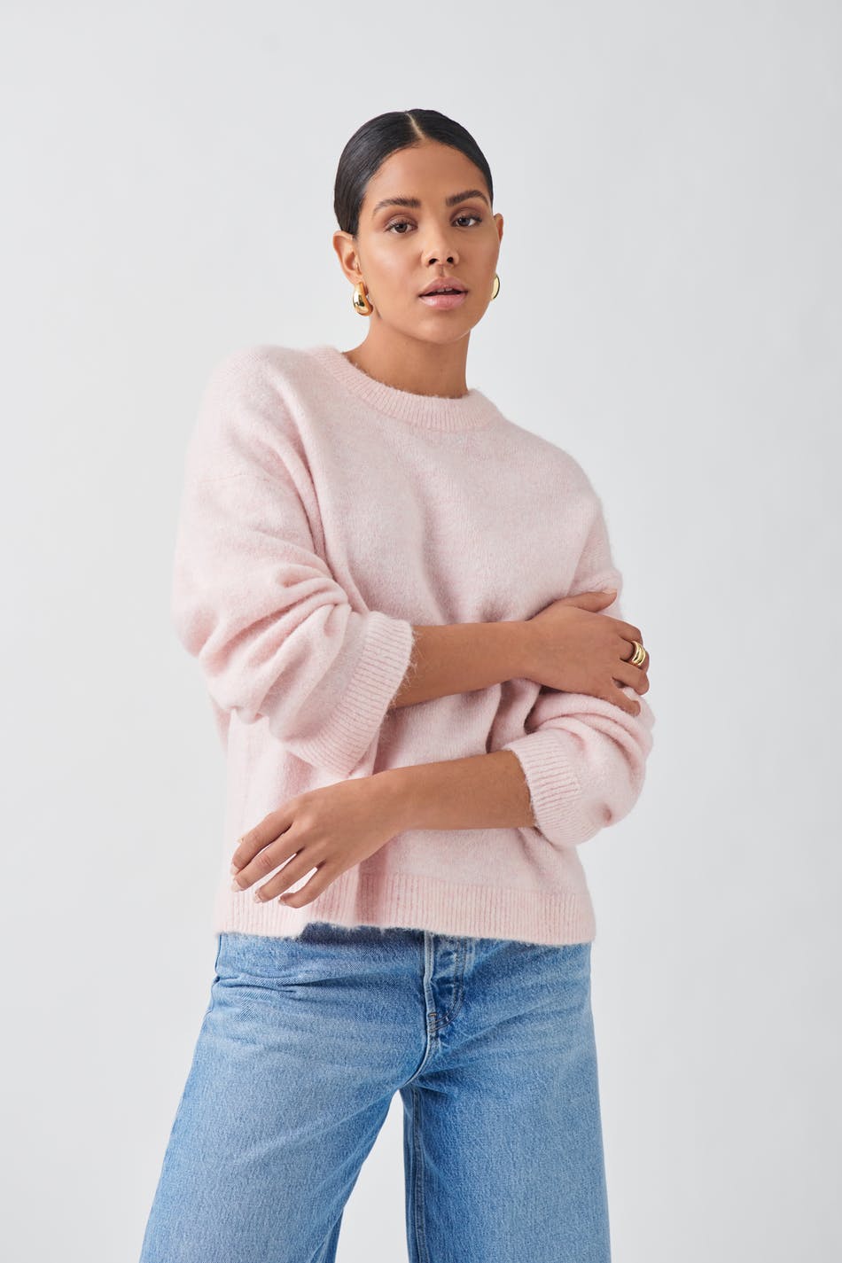 Crew neck knitted sweater
