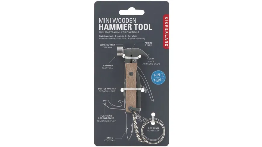 Kikkerland Mini-Hammer-Tool mit Holzgriff