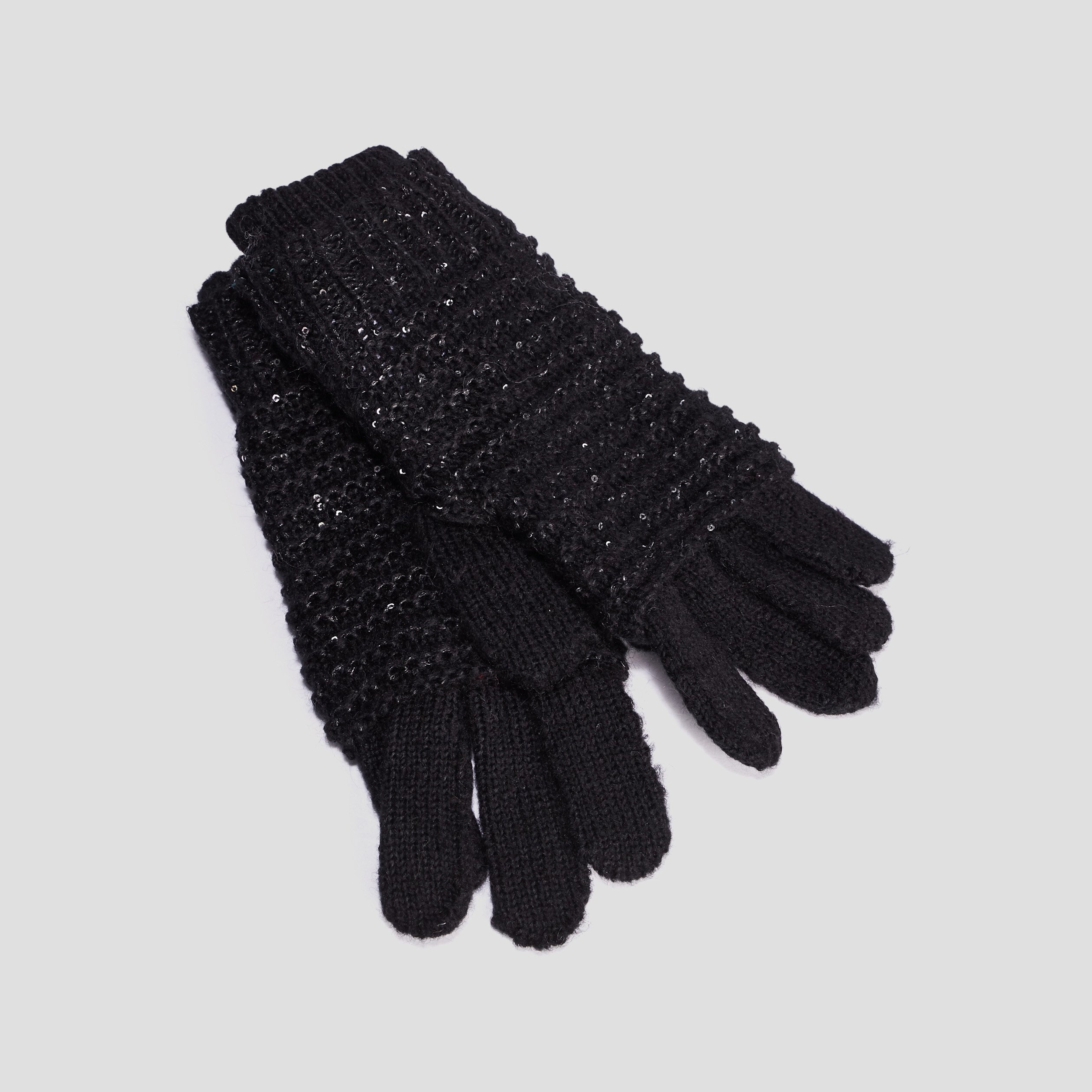 Gants tricotés avec sequins noir femme | La Halle