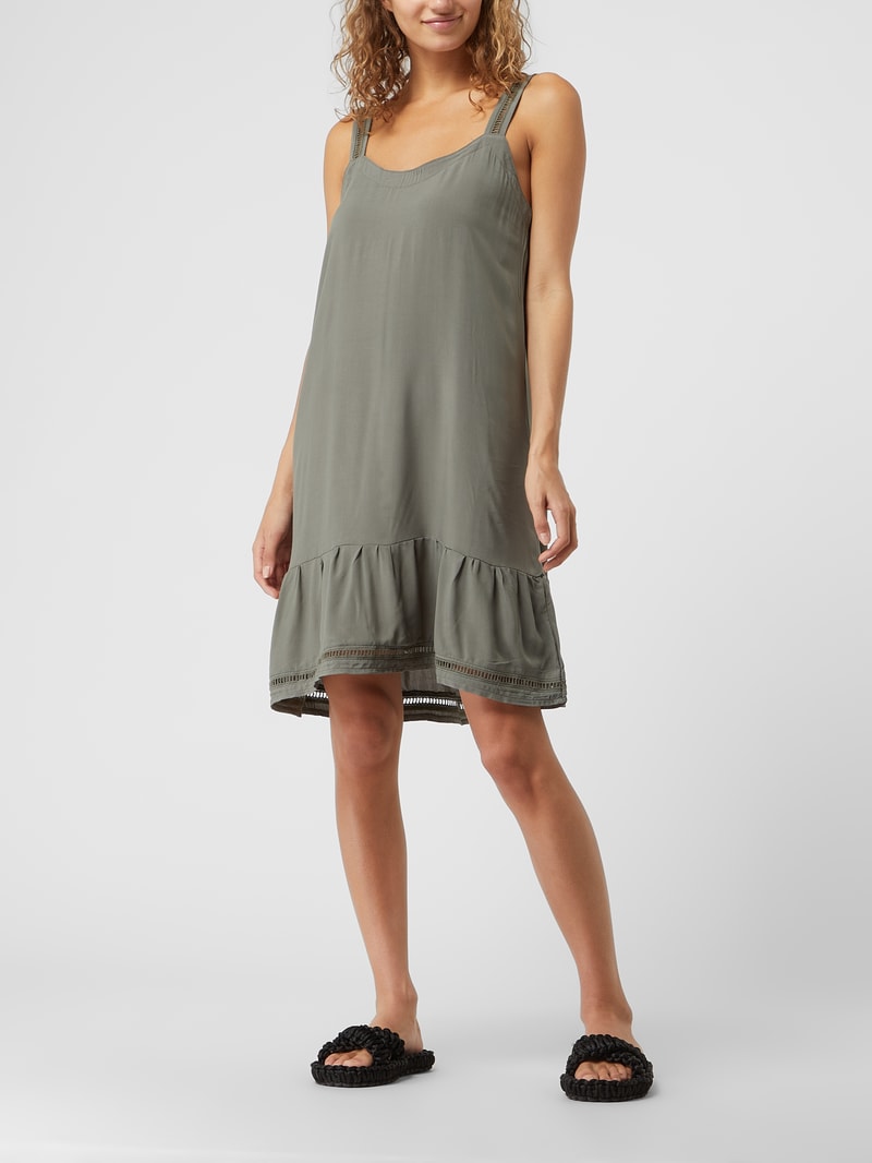 Kleid mit Lochspitze in khaki