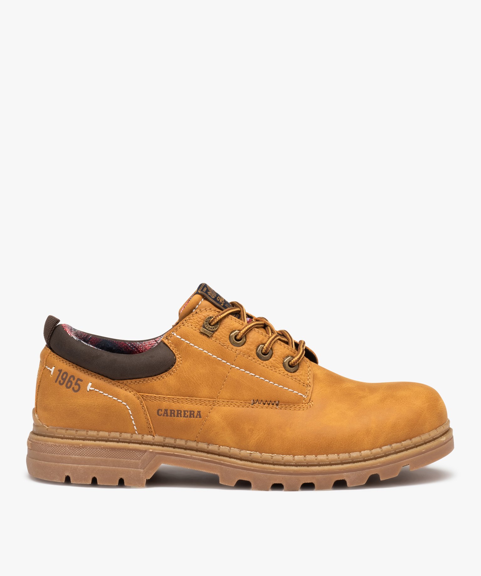 Derbies homme unis à semelle crantée et col rembourré camel | GEMO