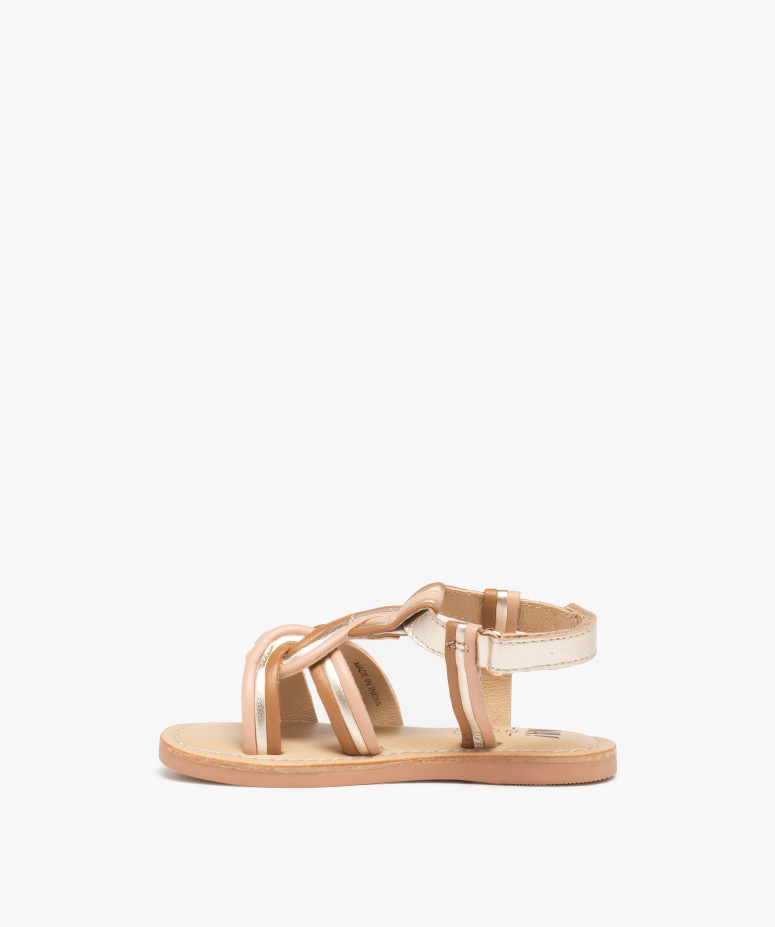 Sandales bébé fille en cuir à brides tressées effet mét... multicolore | GEMO
