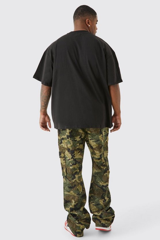 Plus Slim-Fit Camouflage Cargo-Hose mit Bandana-Print