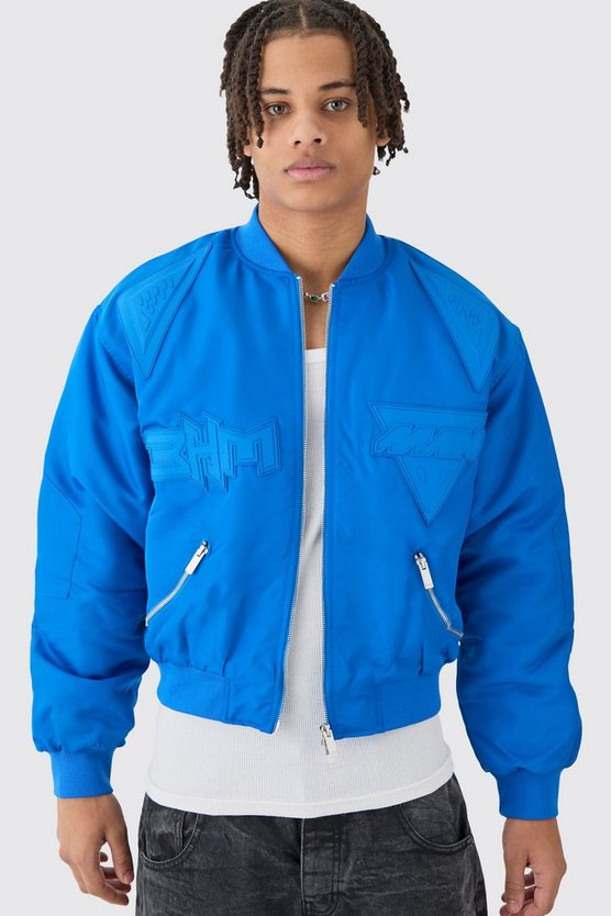 Kastige hochglänzende Nylon Moto-Bomberjacke