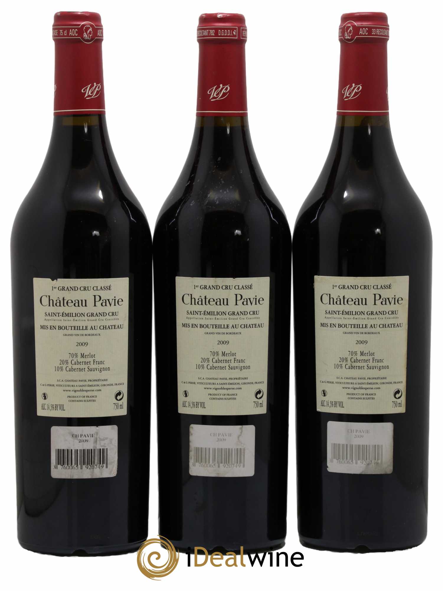 Château Pavie 1er Grand Cru Classé A  2009 - Lot de 3 Bouteilles