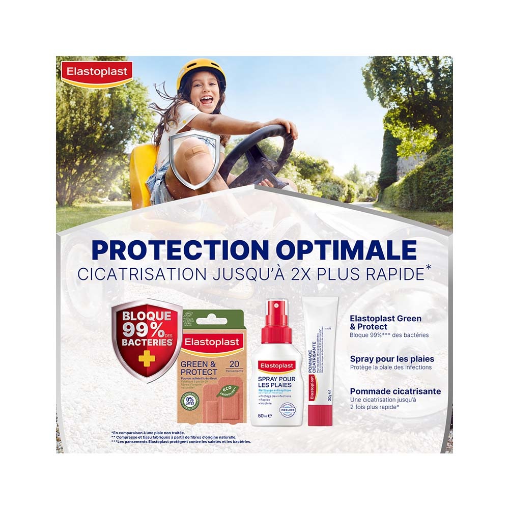 elastoplast Elastoplast Green & Protect Tissu - 20 Pansements - 2 formats Pansements