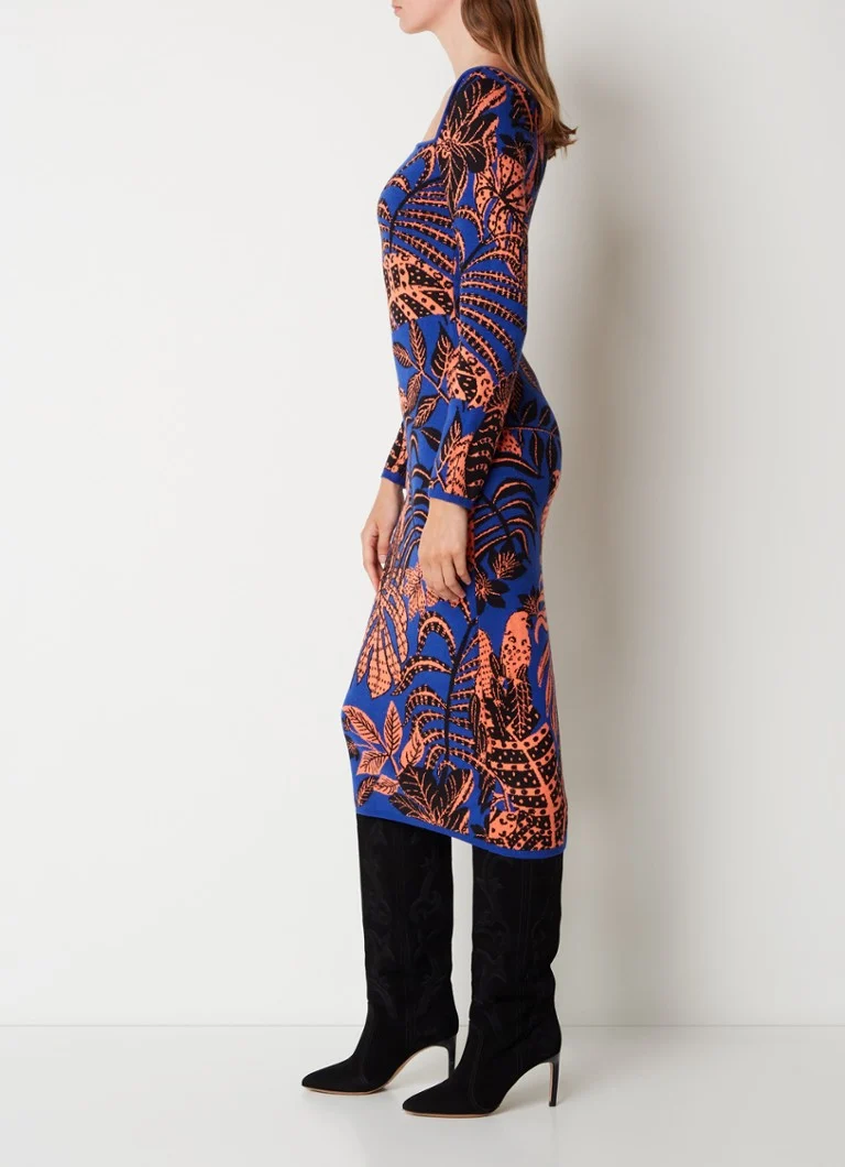 Vestido midi de punto fino con estampado de hojas de Farm Rio Tropical