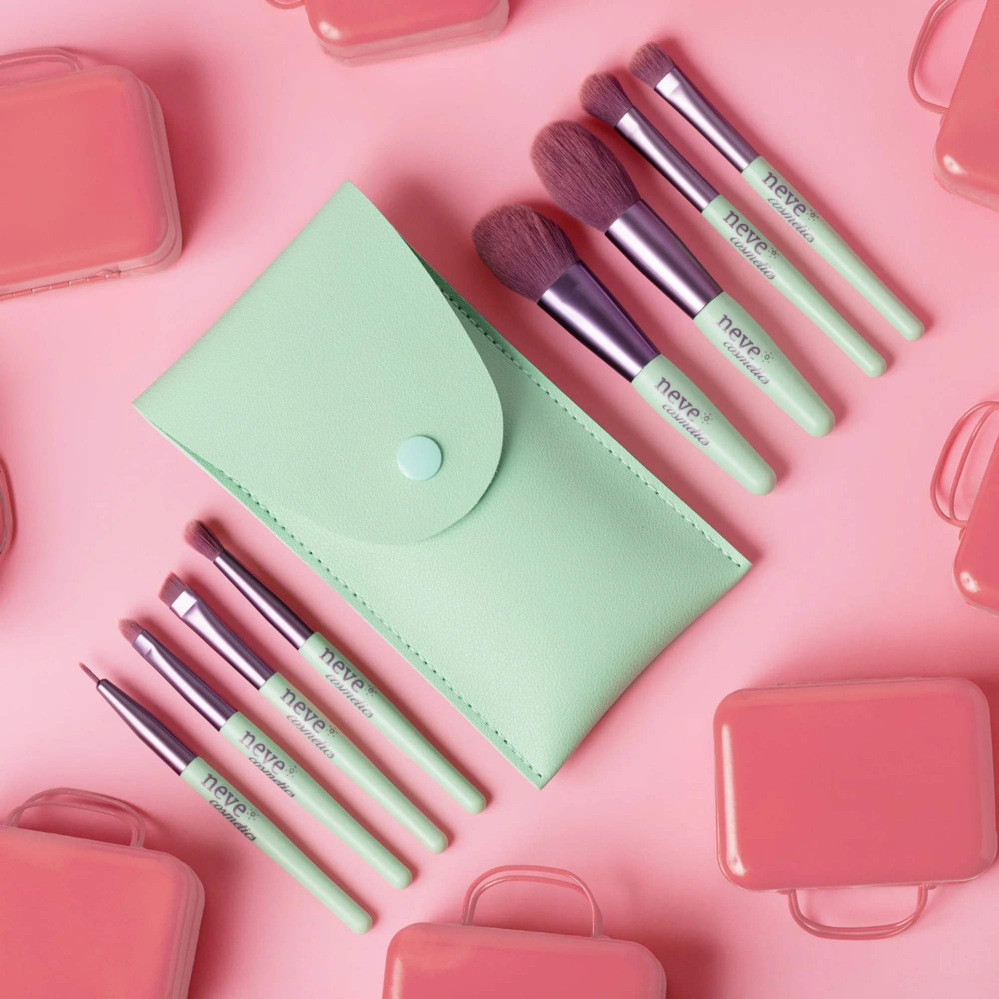 Conjunto de Pincéis Pastel Pop - Acessórios para Pincéis de Maquiagem