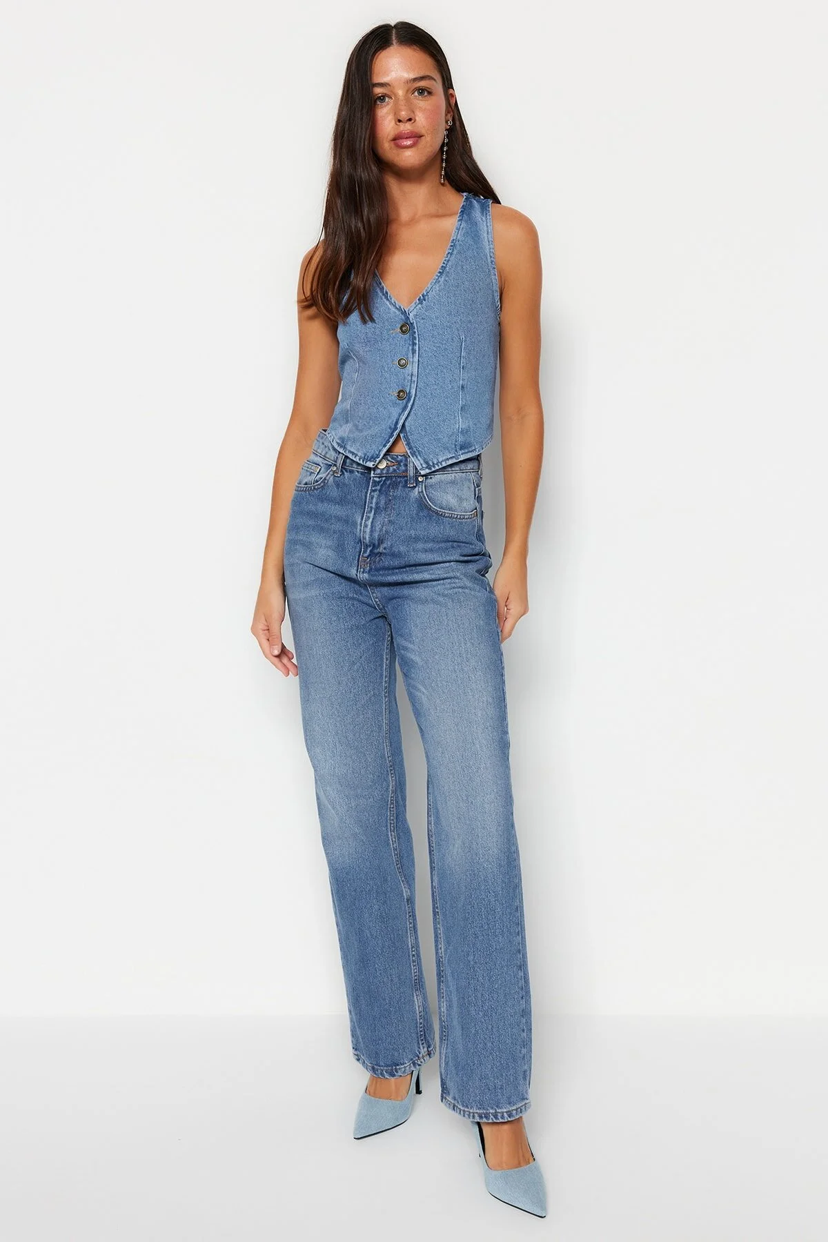 Trendyol Collection  Blaue Jeansweste TWOSS23YE00036