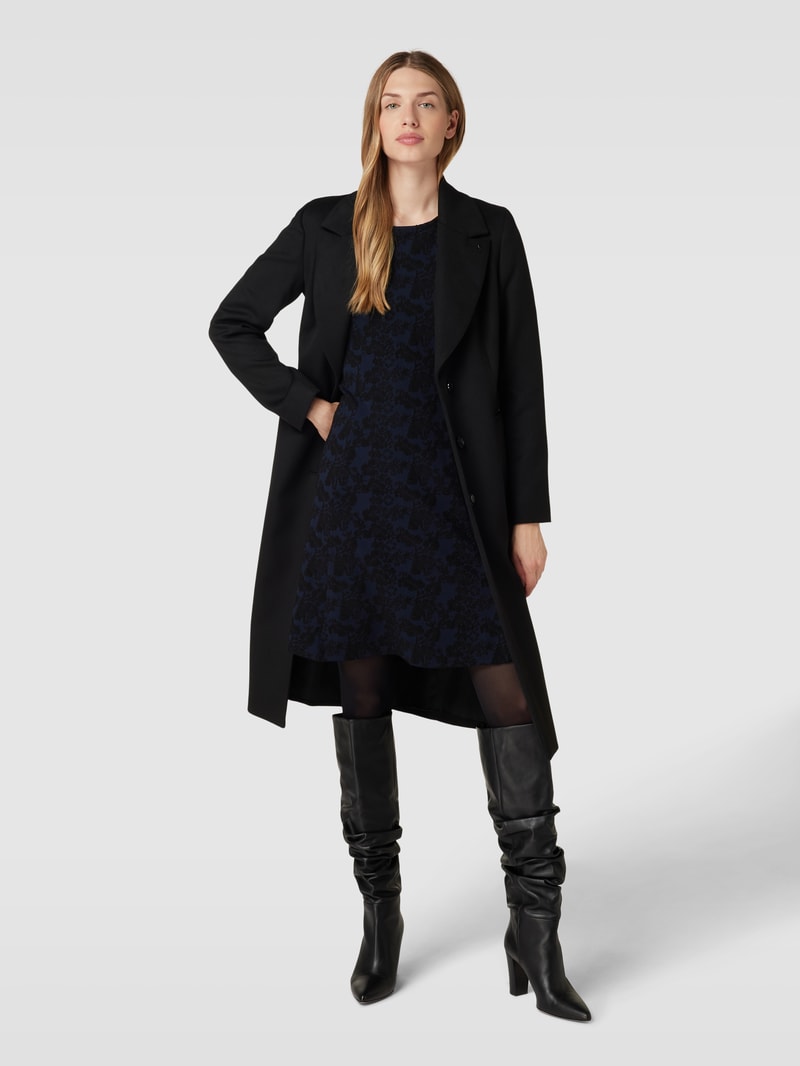 Knielanges Kleid mit Allover-Muster Modell 'Orna' in anthrazit