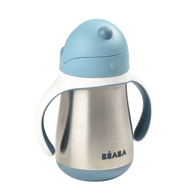 Tasse en inox avec paille 250 ml bleu Beaba