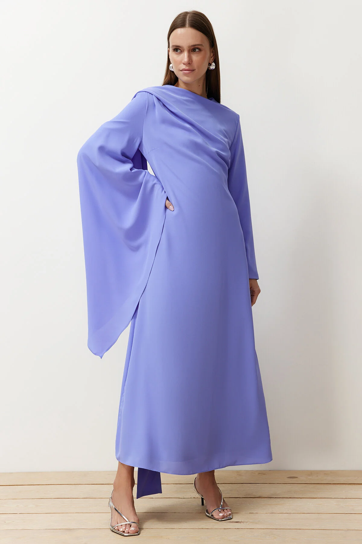 Trendyol Modest  Lila Abendkleid mit Schaldetail - TCTSS24DB00036