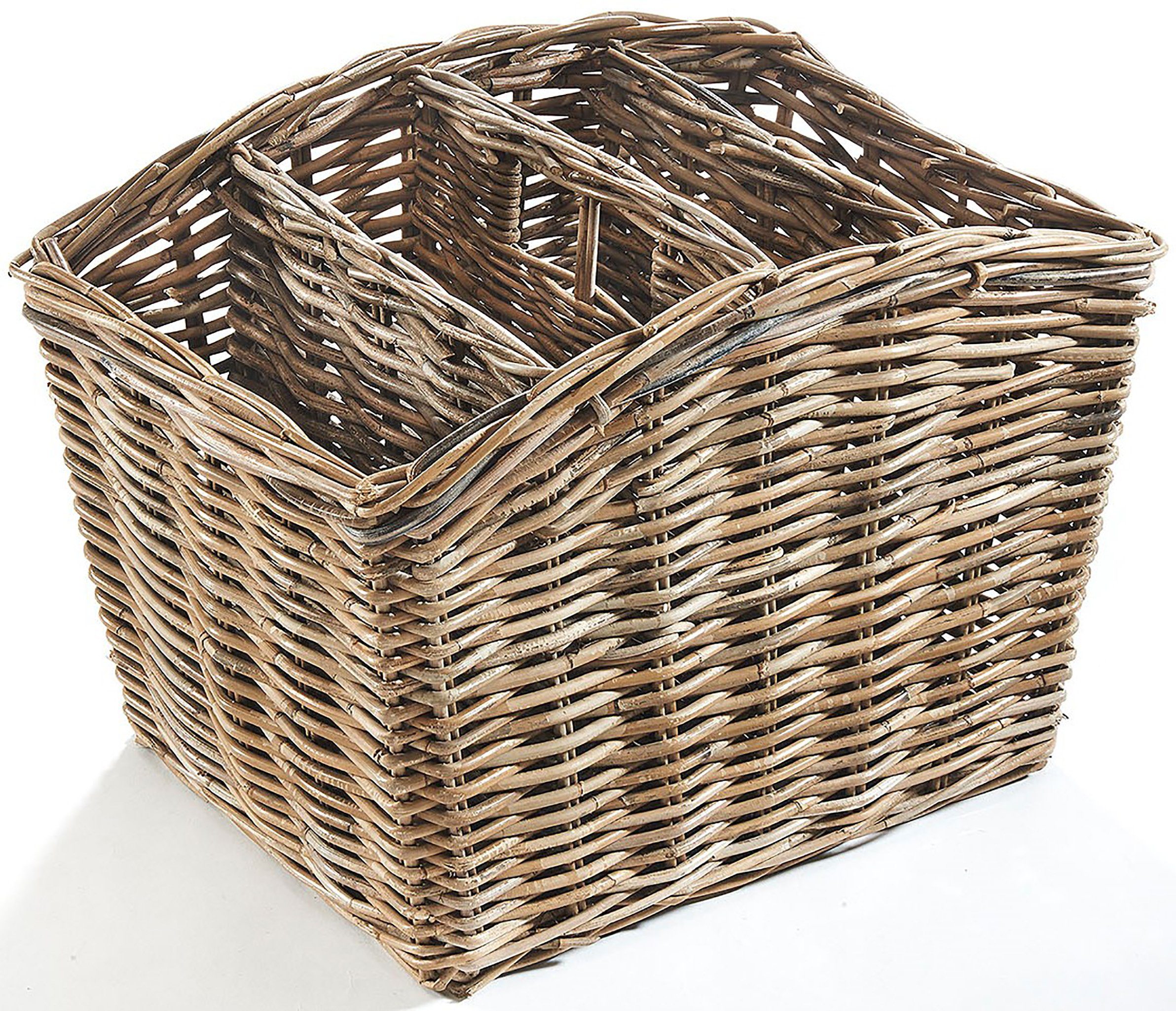 Kobolo Zeitungsständer Magazinsammler aus Rattan - kubu grey - 4 Fächer