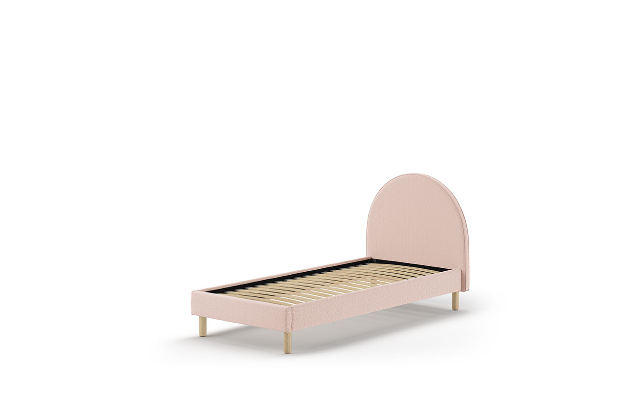 VIPACK Polsterbett MOON mit Liegefläche 90 x 200 cm, inkl Lattenrost, Bezug trendiger Boucle Stoff in Rosa