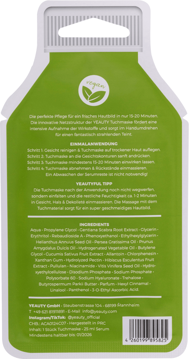 Tuchmaske Avocado-Cucumber-Almond Butter, 1 St