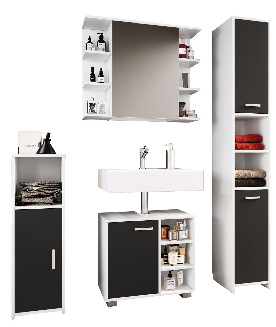 VCM 4-tlg. Badmöbelset Badezimmer Set 