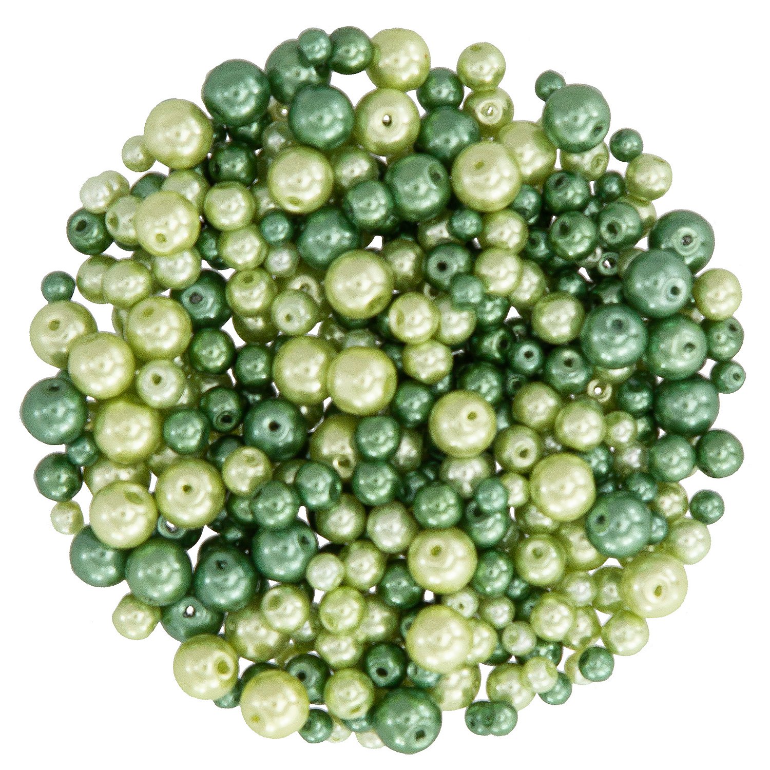 Glaswachsperlen, Grüntöne, 4–8 mm Ø, 100 g