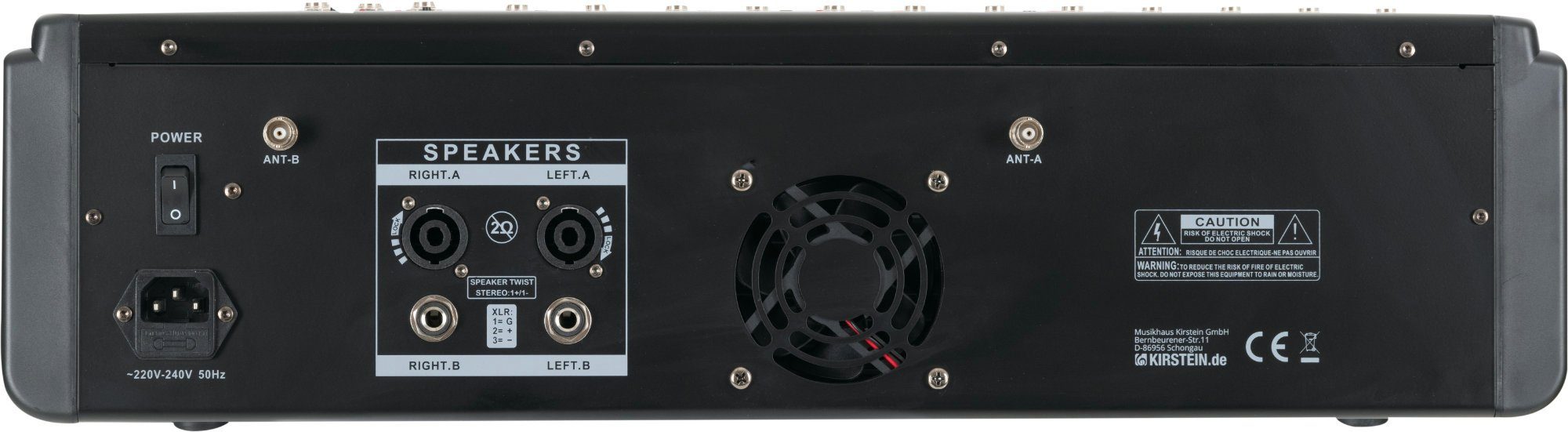 Pronomic Mischpult 12-Kanal-Powermischer 760 Watt RMS-Leistung, (inkl. 2 Funkmikrofone und im Mixer integrierter UHF-Empfänger), Bluetooth®/USB-Player/Recorder - Grafischer Equalizer