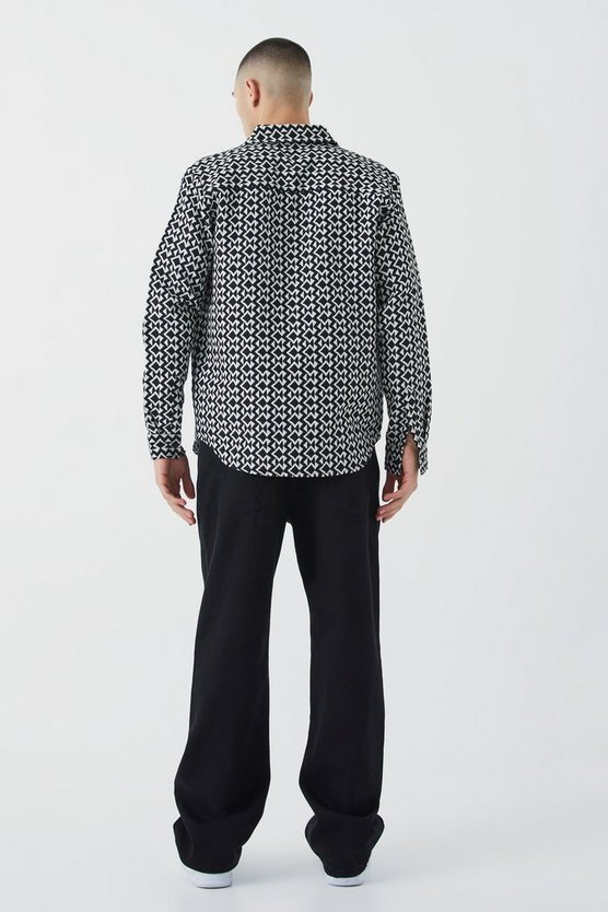 Langärmliges strukturiertes Overshirt