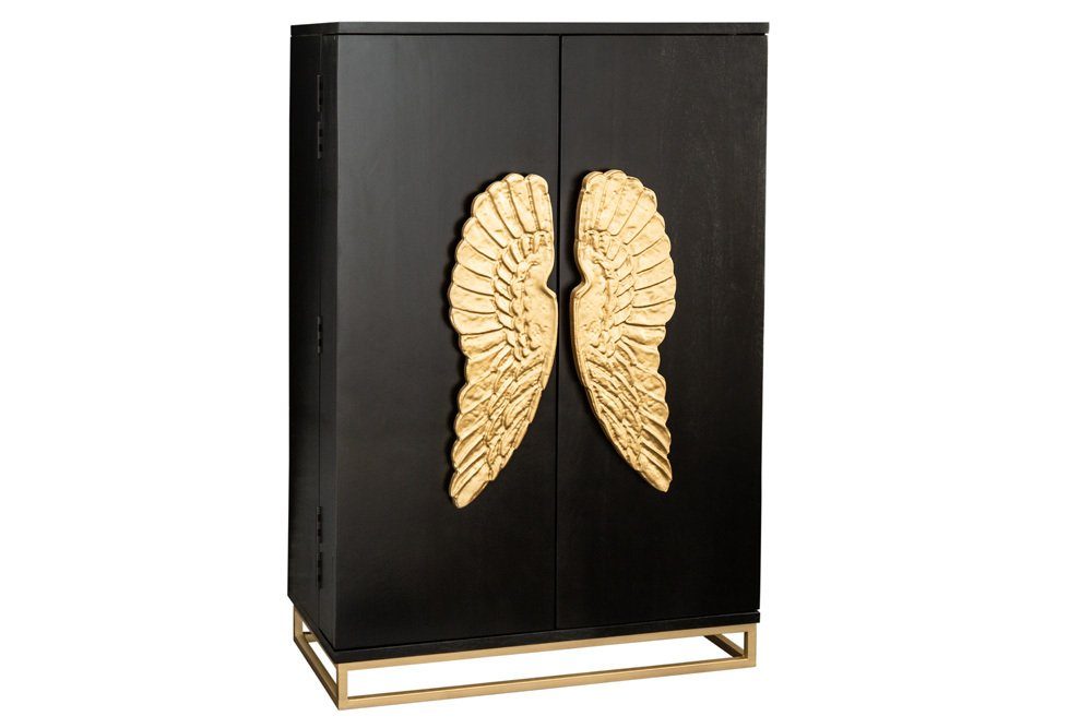 riess-ambiente Barschrank ANGEL 140cm schwarz / gold (1-St) Massivholz · Metall · Highboard · Küche · Wohnzimmer · Design