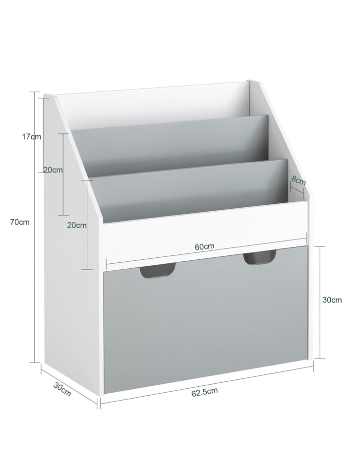 SoBuy Bücherregal in Weiß/ Hellgrau - (B)63 x (H)70 x (T)30cm günstig kaufen onesize
