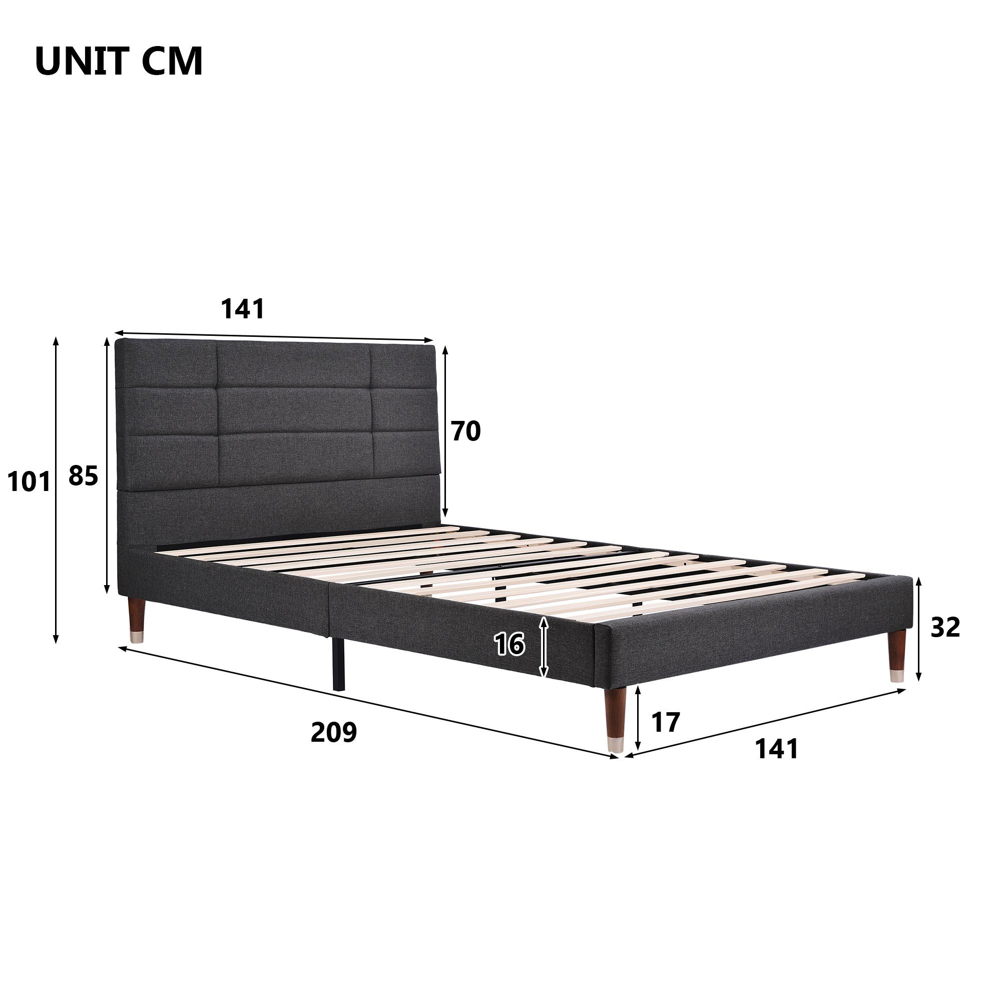 REDOM Polsterbett Doppelbett Bett Funktionsbett Massivholzbett Holzbett 140x200cm (mit Matratze oder ohne Matratze)