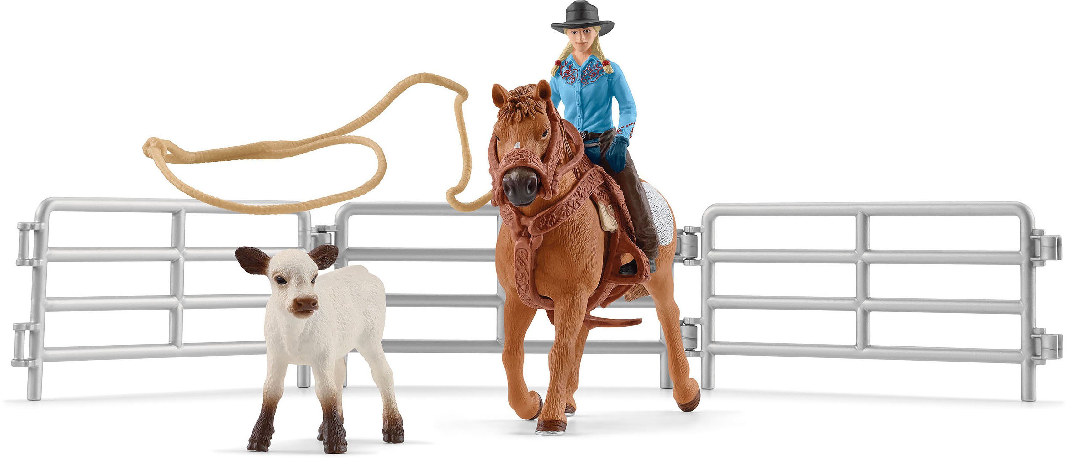 Schleich® Spielfigur FARM WORLD, Team Roping mit Cowgirl (42577)