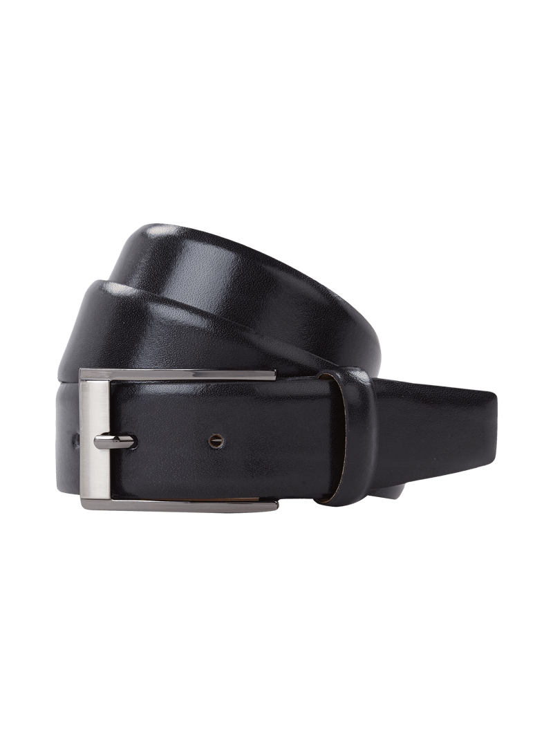 Ledergürtel mit Dornschließe in Chrom-Optik in schwarz