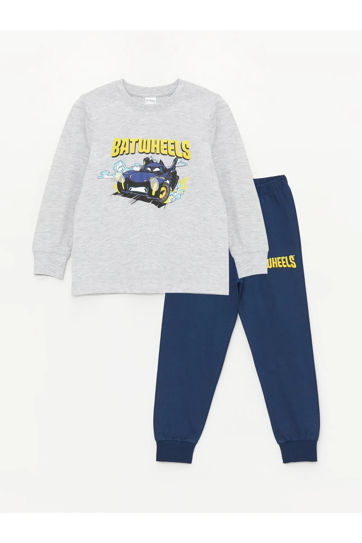 LC Waikiki  Bedrucktes Langarm-Pyjama-Set für Jungen mit Rundhalsausschnitt