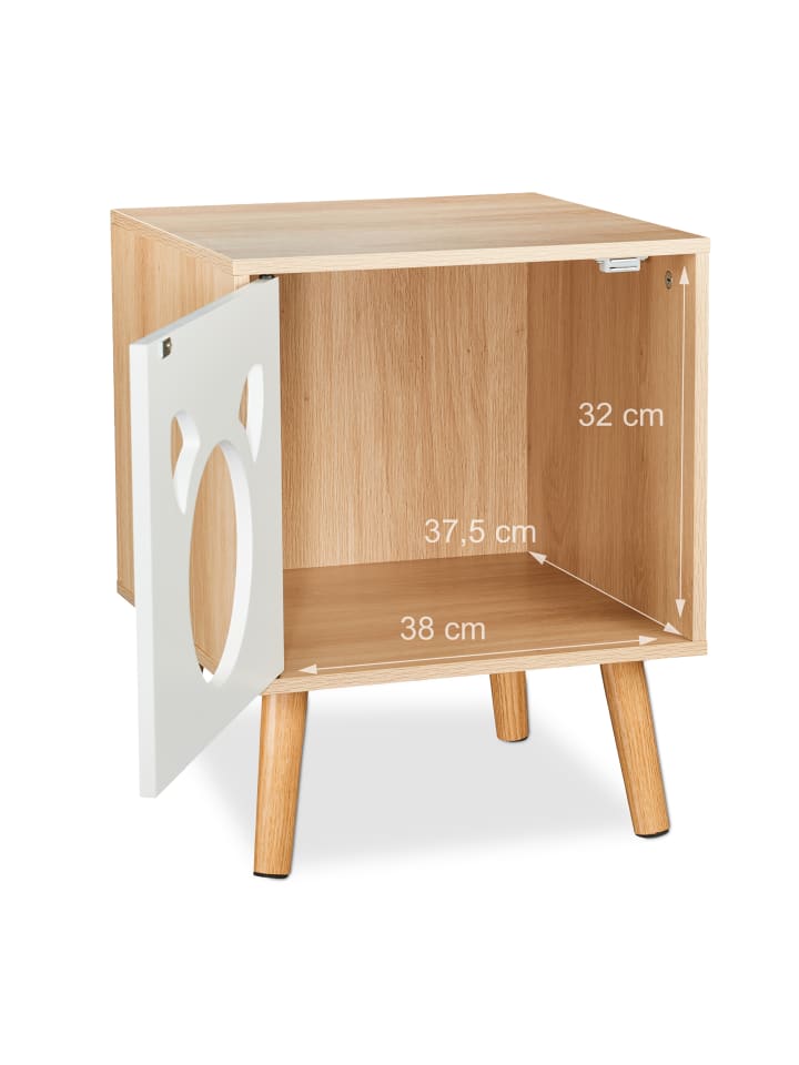 relaxdays Katzenschrank in Natur/ Weiß - (B)40 x (H)50 x (T)40 cm günstig kaufen onesize