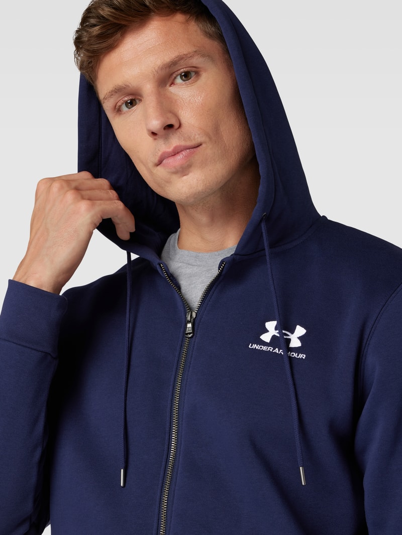 Sweatjacke mit Label-Print in marineblau