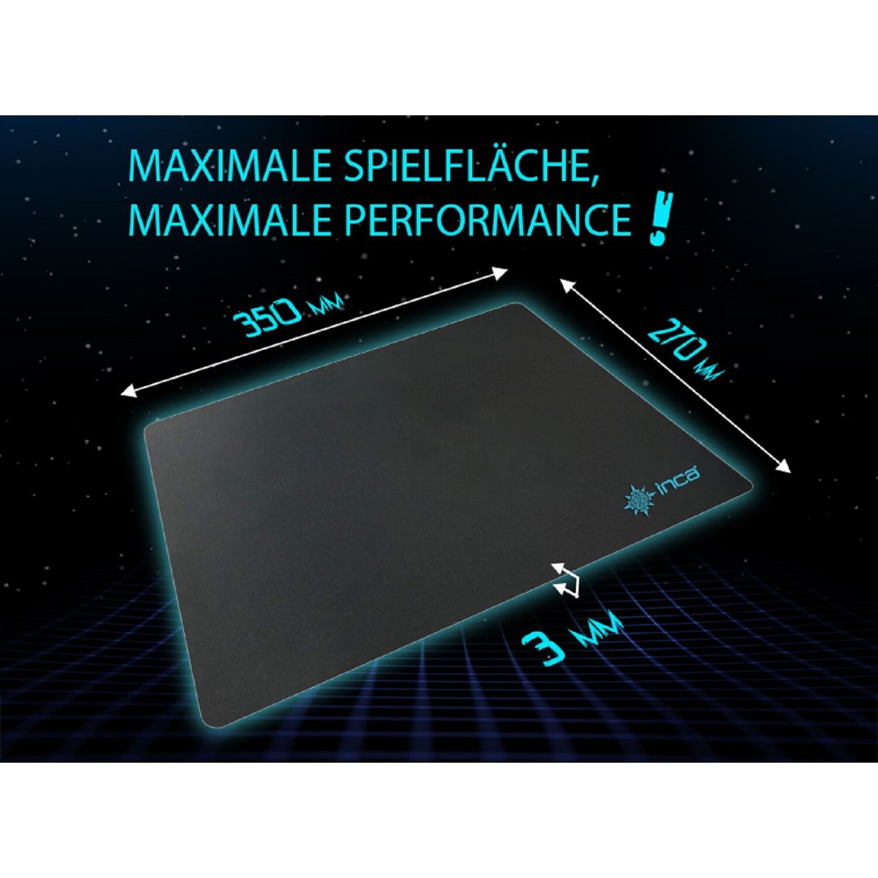 Inca IMP-020 Gaming-Mauspad: 27 cm zu 35 cm für ultimativen Gaming-Komfort, Schwarz