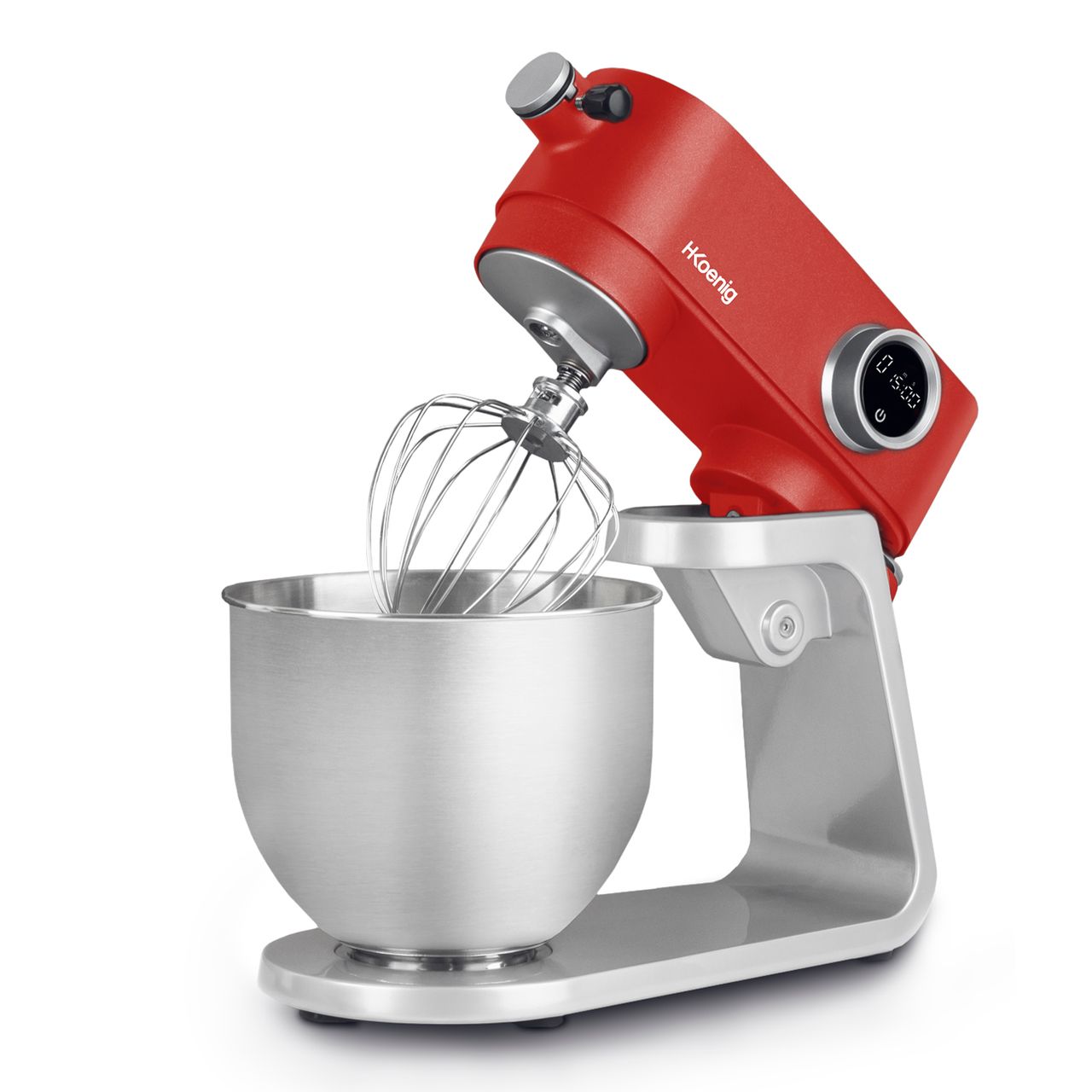 H.Koenig KM124 Küchenmaschine, professionell, multifunktionell, 5 l, Edelstahl, Mattrot, leistungsstark 800 W, Knetmaschine, 8 Geschwindigkeitsstufen