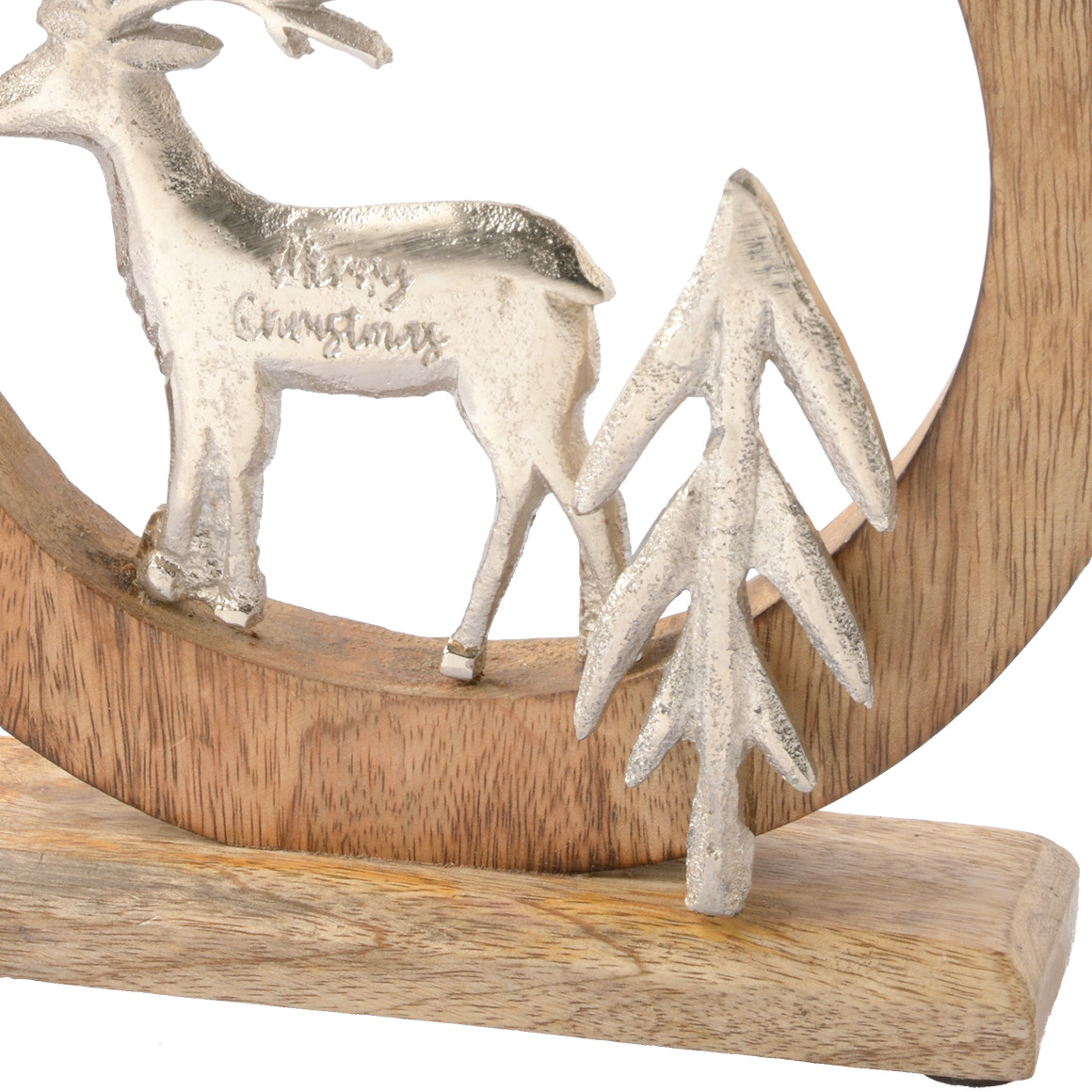Deko-Aufsteller mit Rentierfigur natur / silber