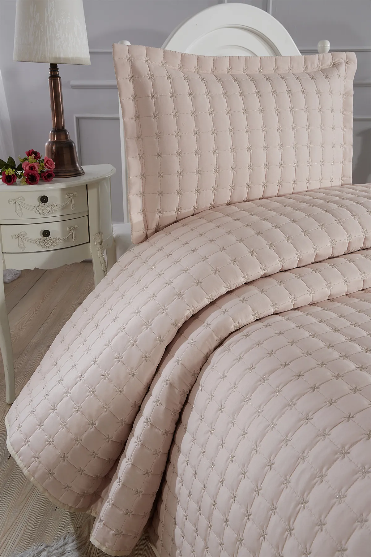 Çeyiz Diyarı  Gesteppte Tagesdecke „Star“ für Einzelbett, Cappucino