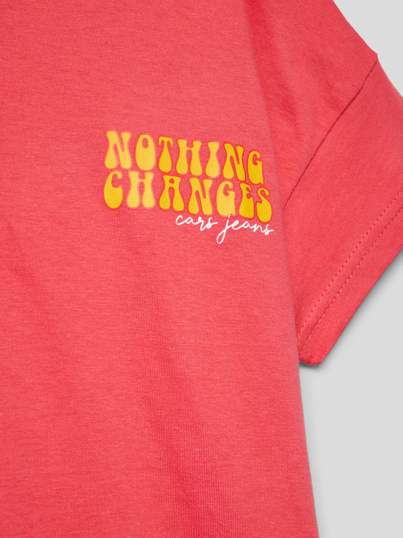 T-Shirt mit Statement-Print Modell 'Fajah' in koralle