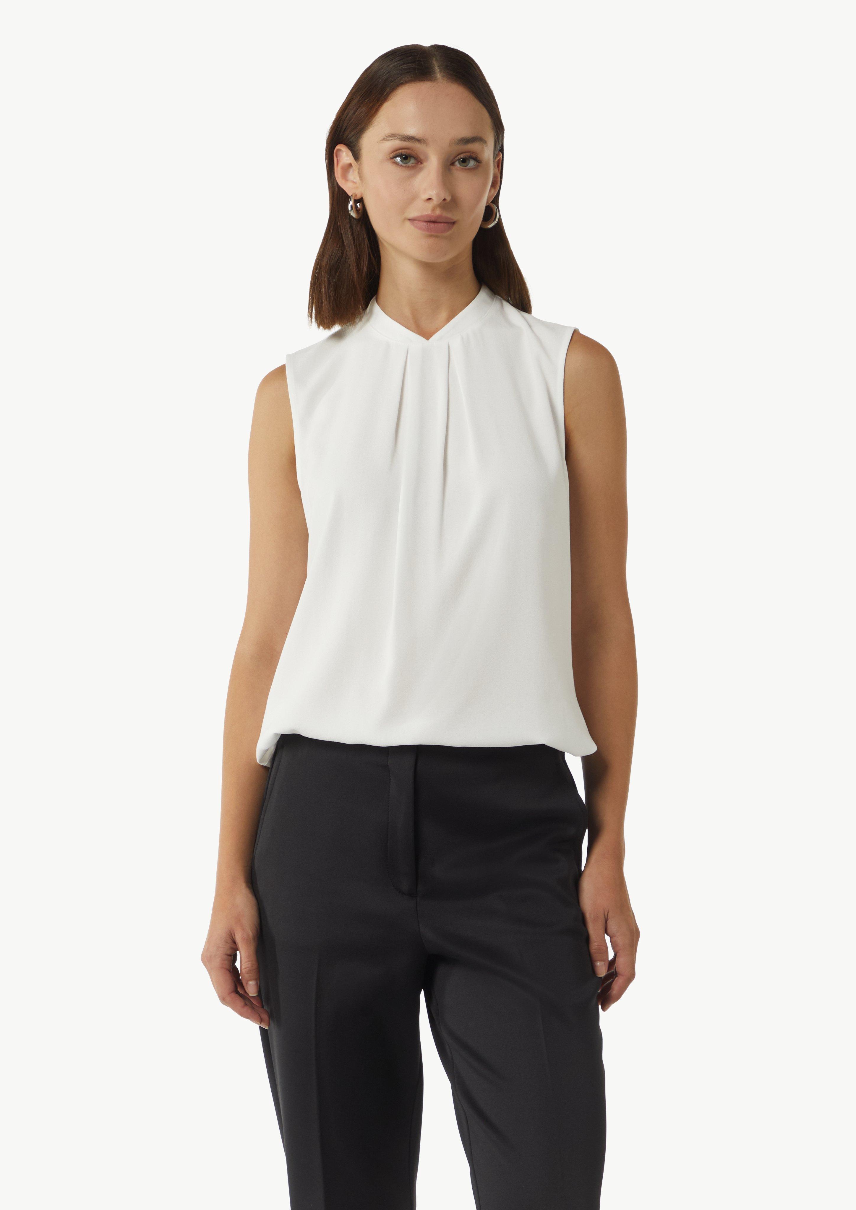 Bluse aus Viskose-Crêpe mit Faltendetails - weiß
