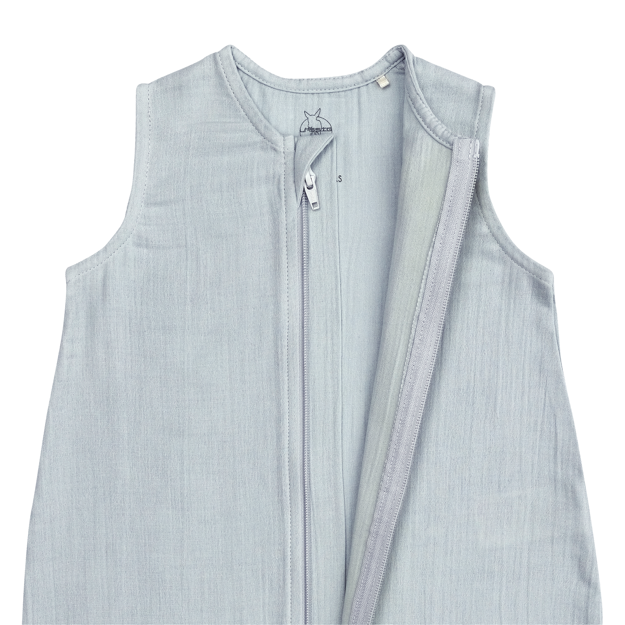 Musselin Kinder Schlafoverall 1 TOG - Bio Baumwolle, Hellblau