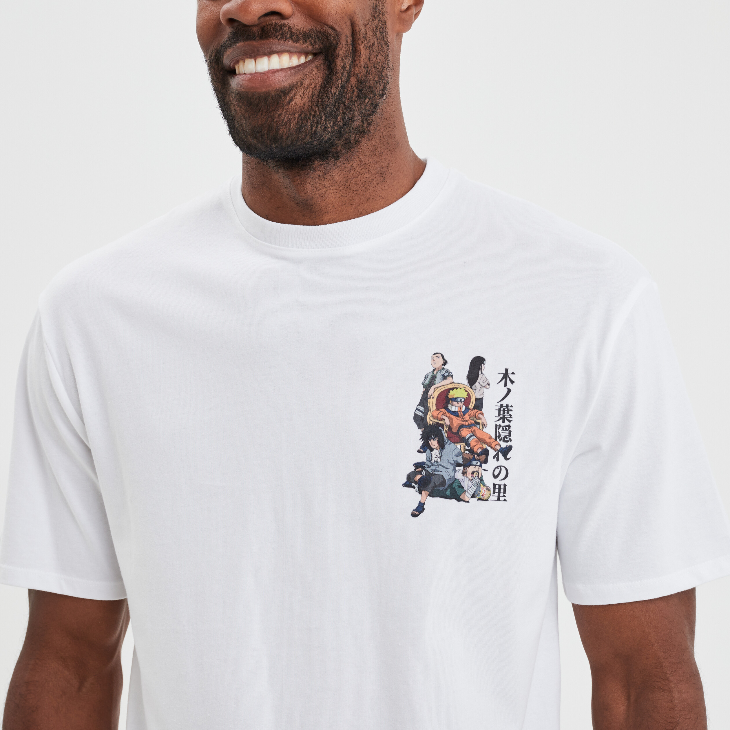 T-shirt col rond manches courtes Naruto blanc homme | La Halle