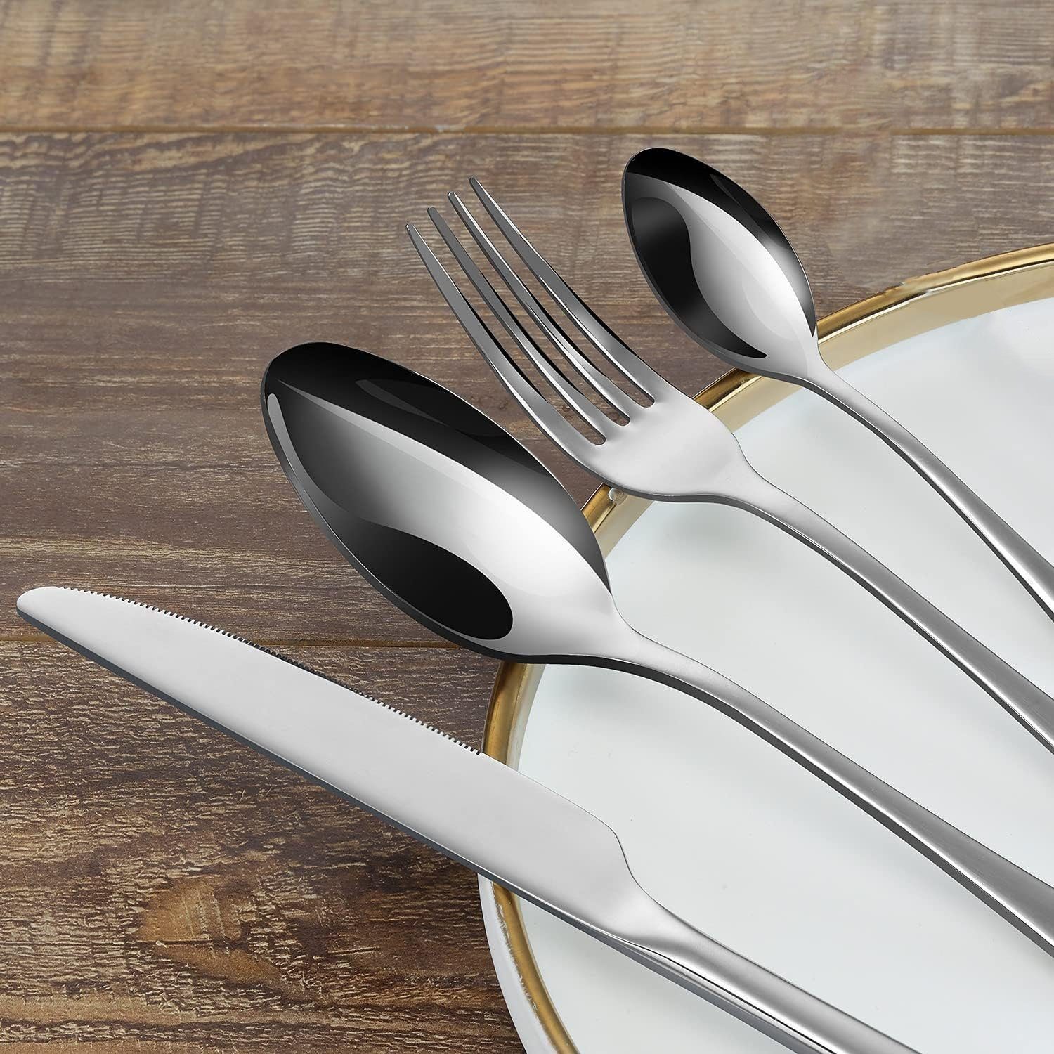 Yaviel Besteck-Set 24 Teilig 6 Personen Besteck Edelstahl Besteckset, Essbesteck Set mit Messer Gabel Löffel Hochwertiges Edelstahlbesteck