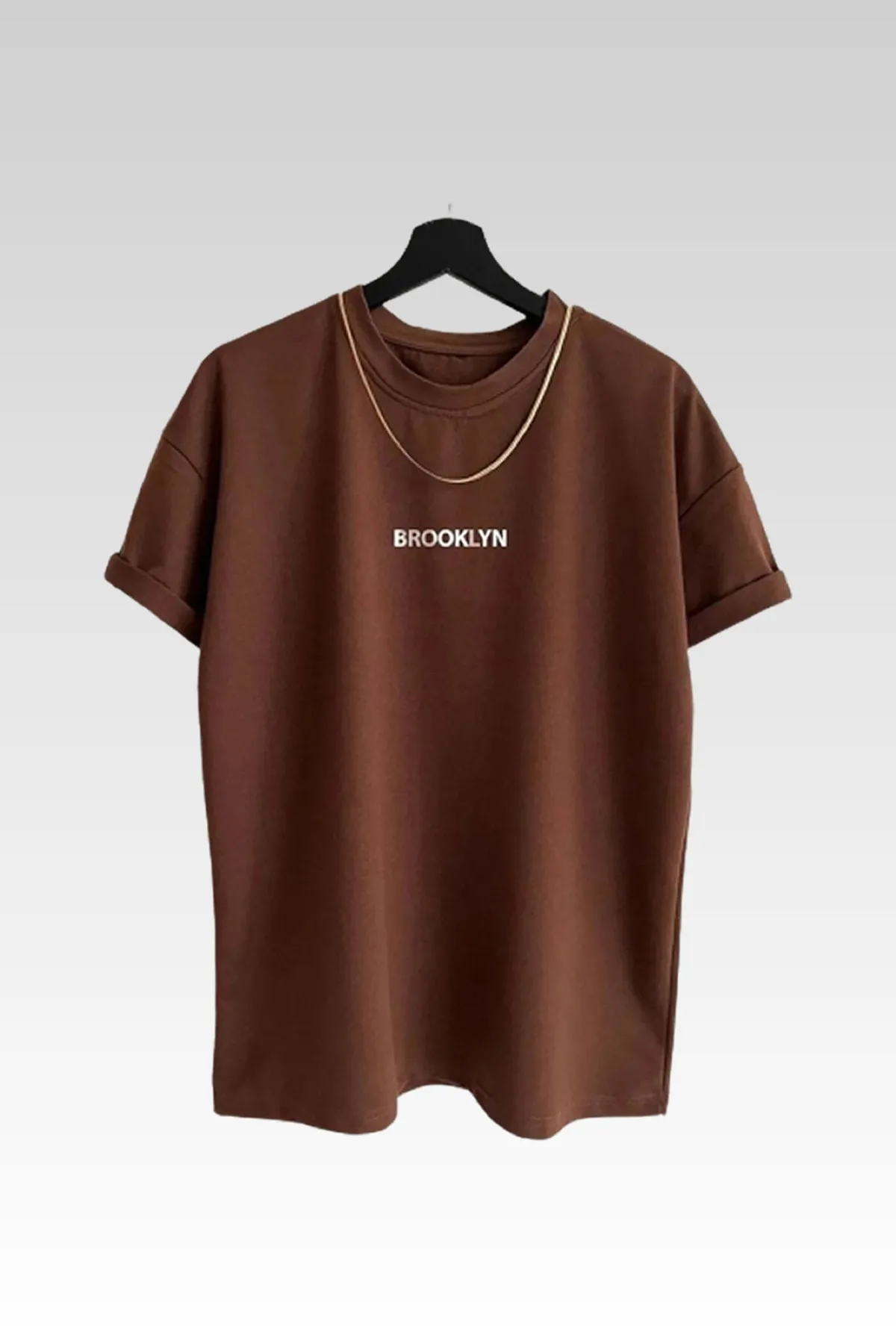 MODAGEN  Unisex-T-Shirt mit Brooklyn-Aufdruck im 3er-Pack in Braun-Grau-Weiß