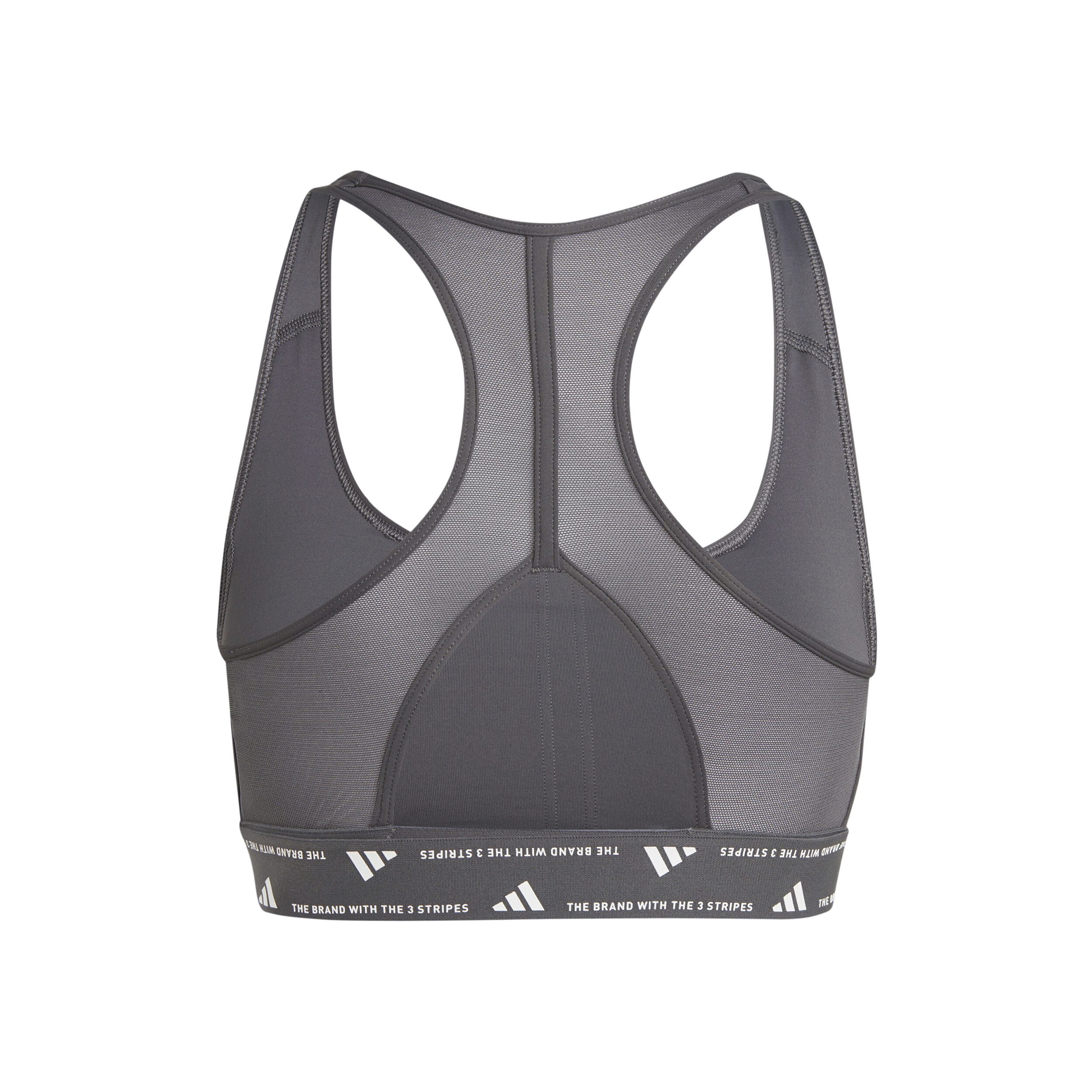 Power Racer Medium 3-Stripes Sport-BH Damen - Grau, Weiß