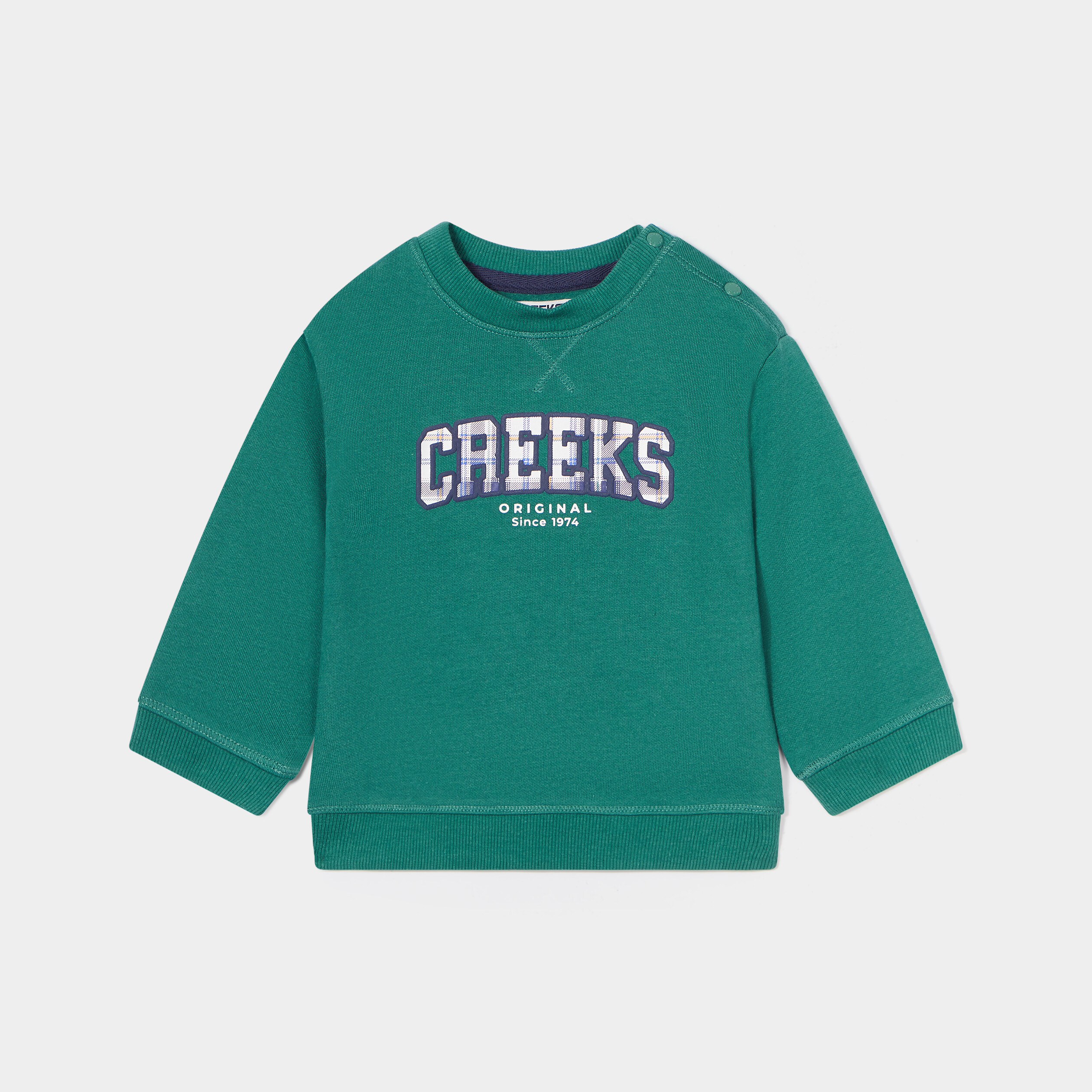 Sweat épaule boutonnée Creeks vert émeraude bébé garçon | La Halle