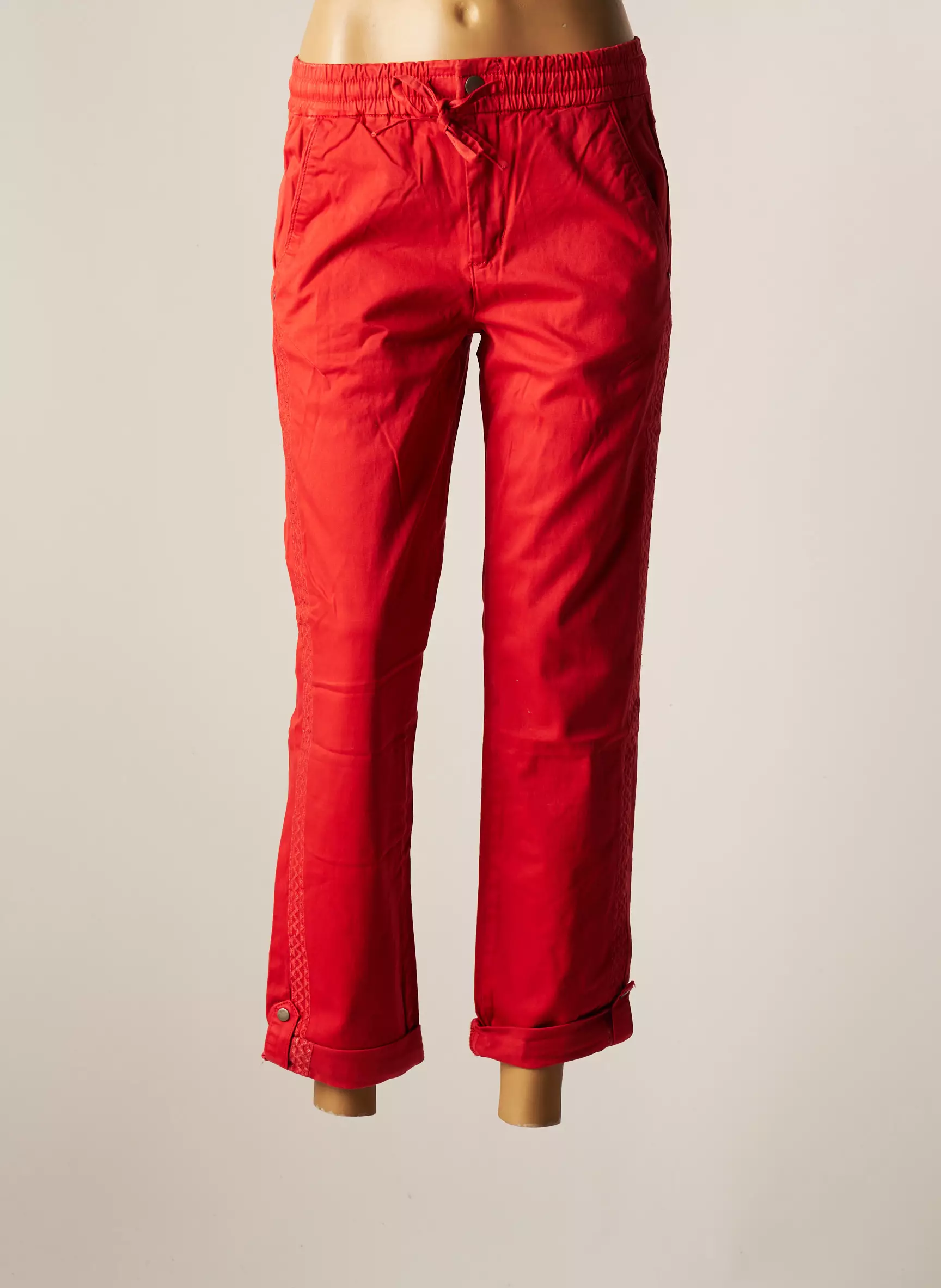 Cream Pantalons Droits Femme couleur orange