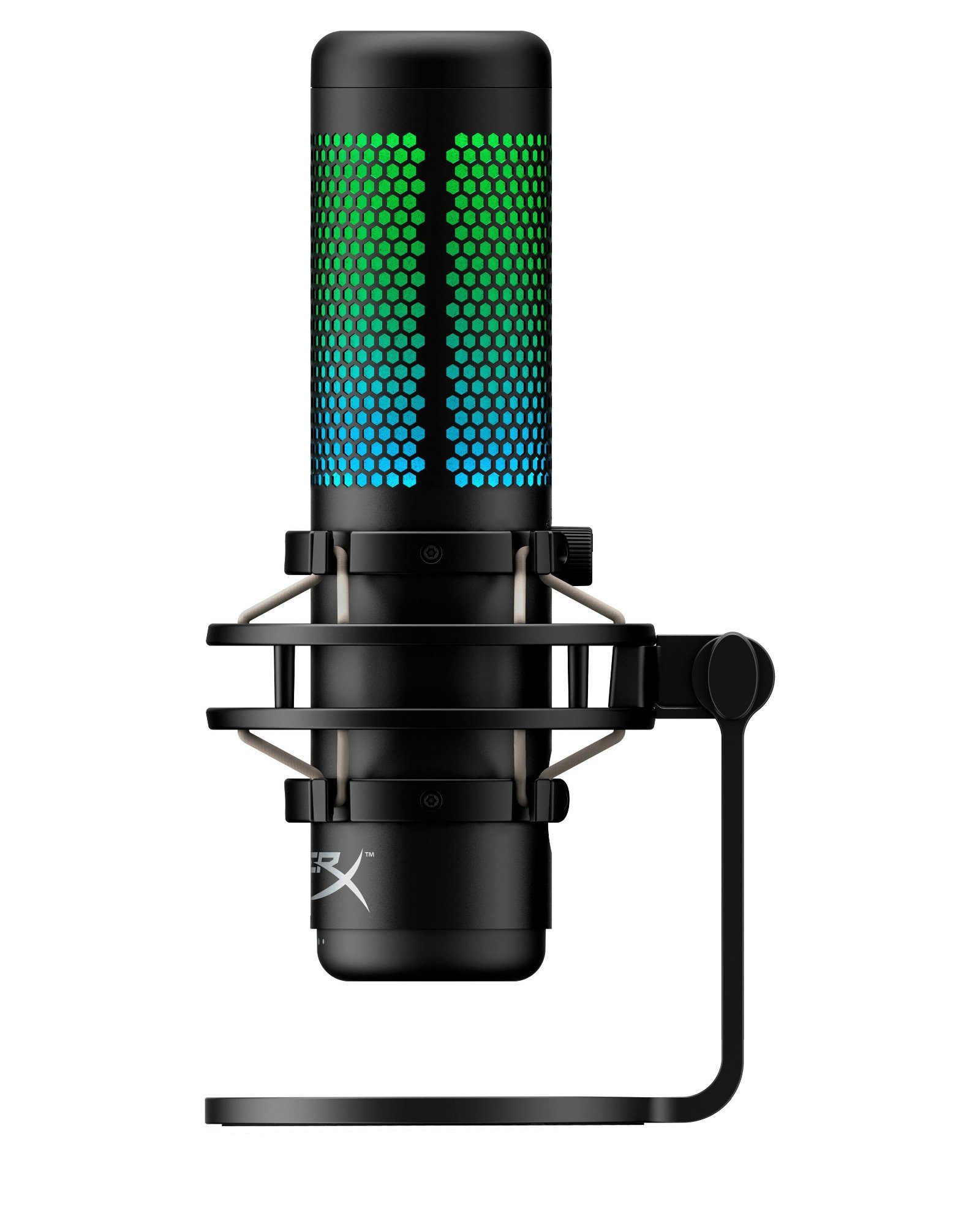 HyperX Streaming-Mikrofon QuadCast S, RGB-Beleuchtung, Verstärkungsregelung, Montageadapter, Popschutz